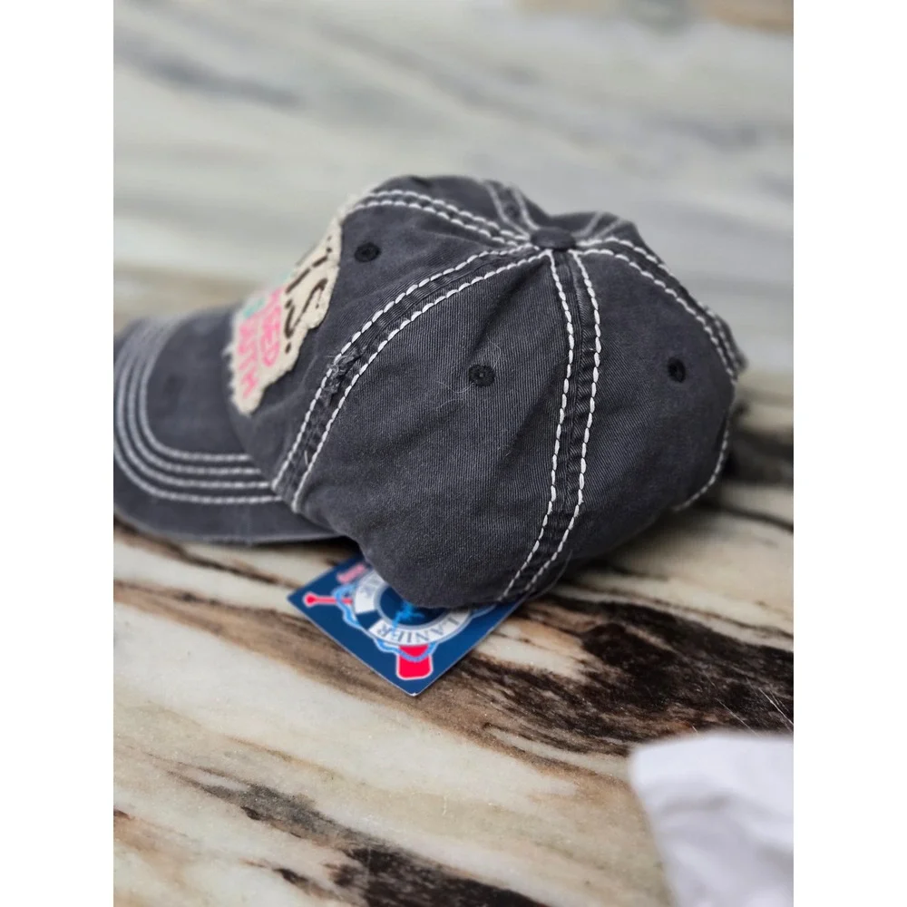 KBETHOS Vintage‎ GRITS Girls Raised In The South Distressed Baseball Cap Gray